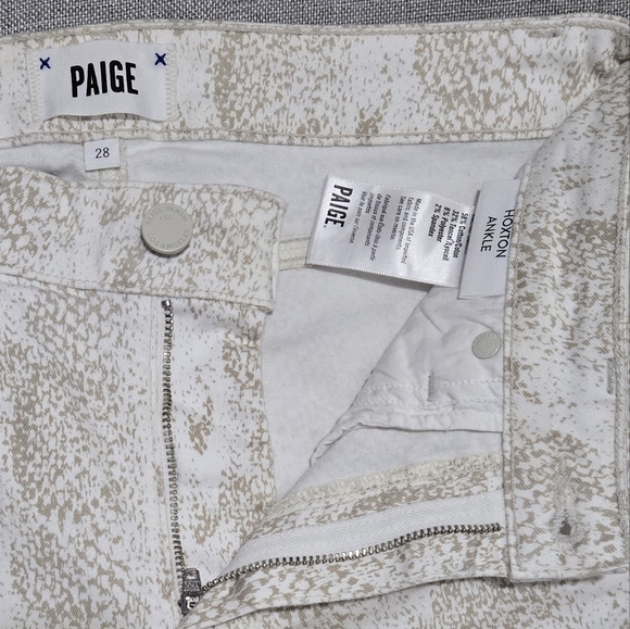 PAIGE Hoxton Ankle Denim Jeans Sonoran Snake Print White Tan Size 28 - Picture 5 of 11